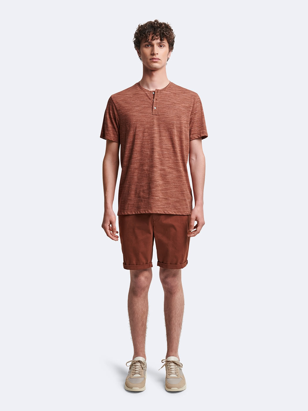 T-shirt col tunisien en coton faux-uni - DEVRED 1902