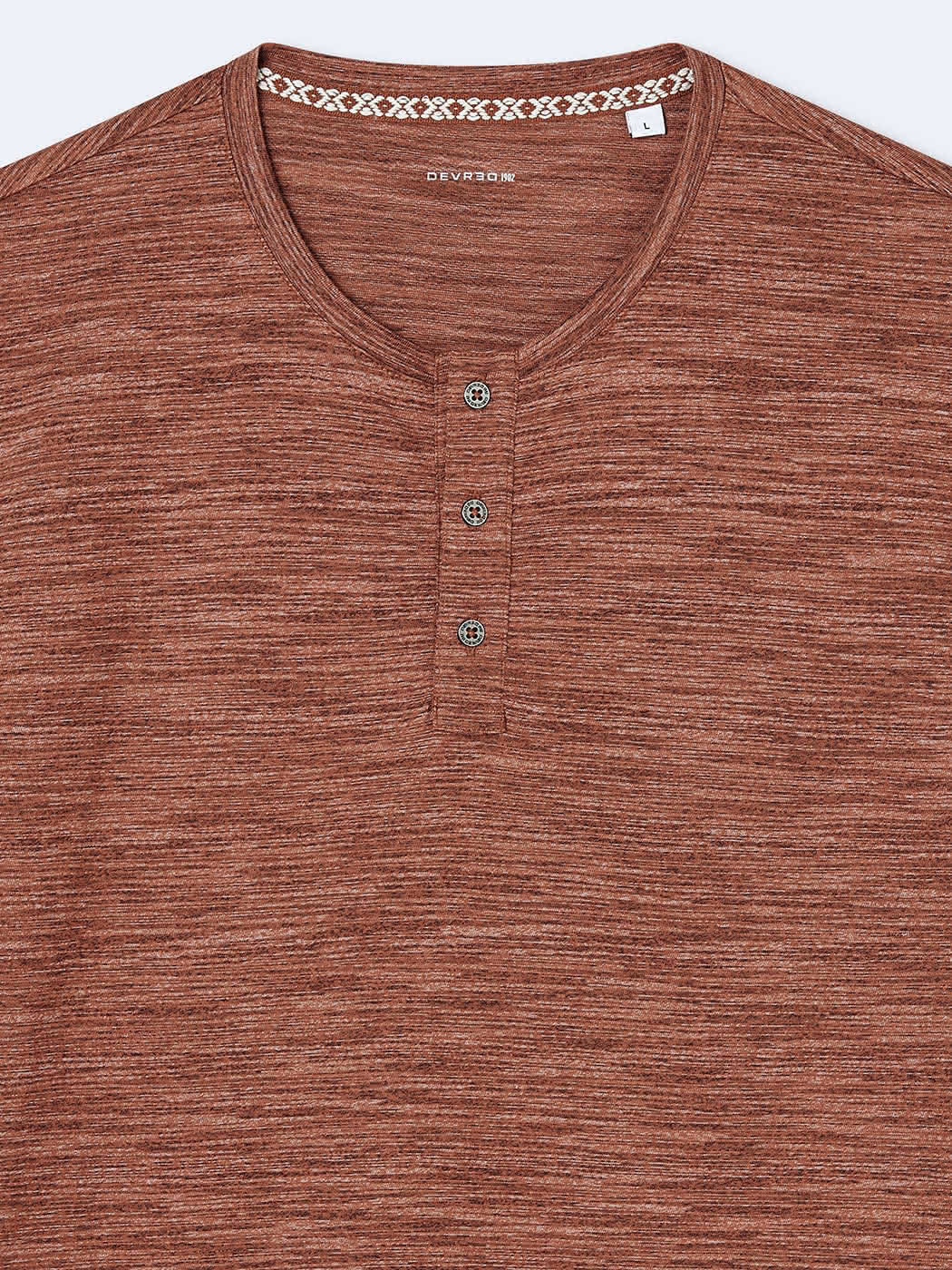 T-shirt col tunisien en coton faux-uni - DEVRED 1902