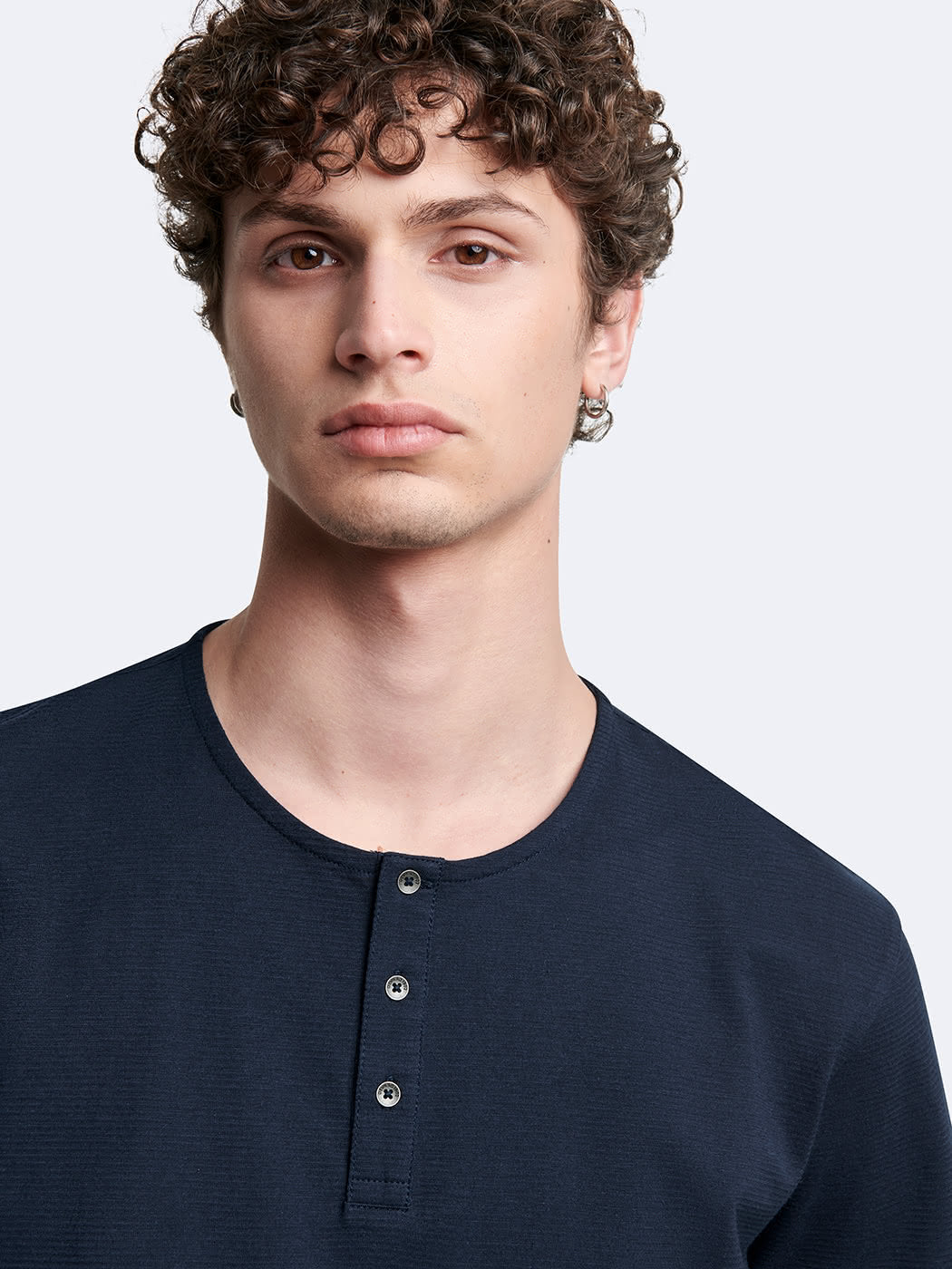 T-shirt col tunisien en coton - DEVRED 1902