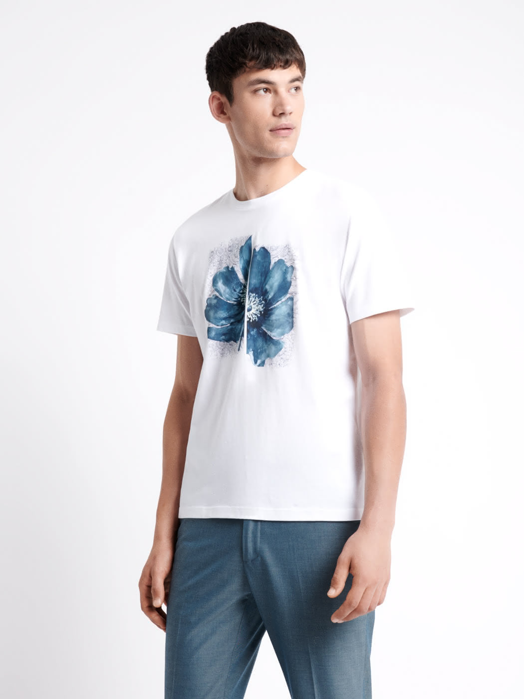 T-shirt col rond en coton fleuri - DEVRED 1902