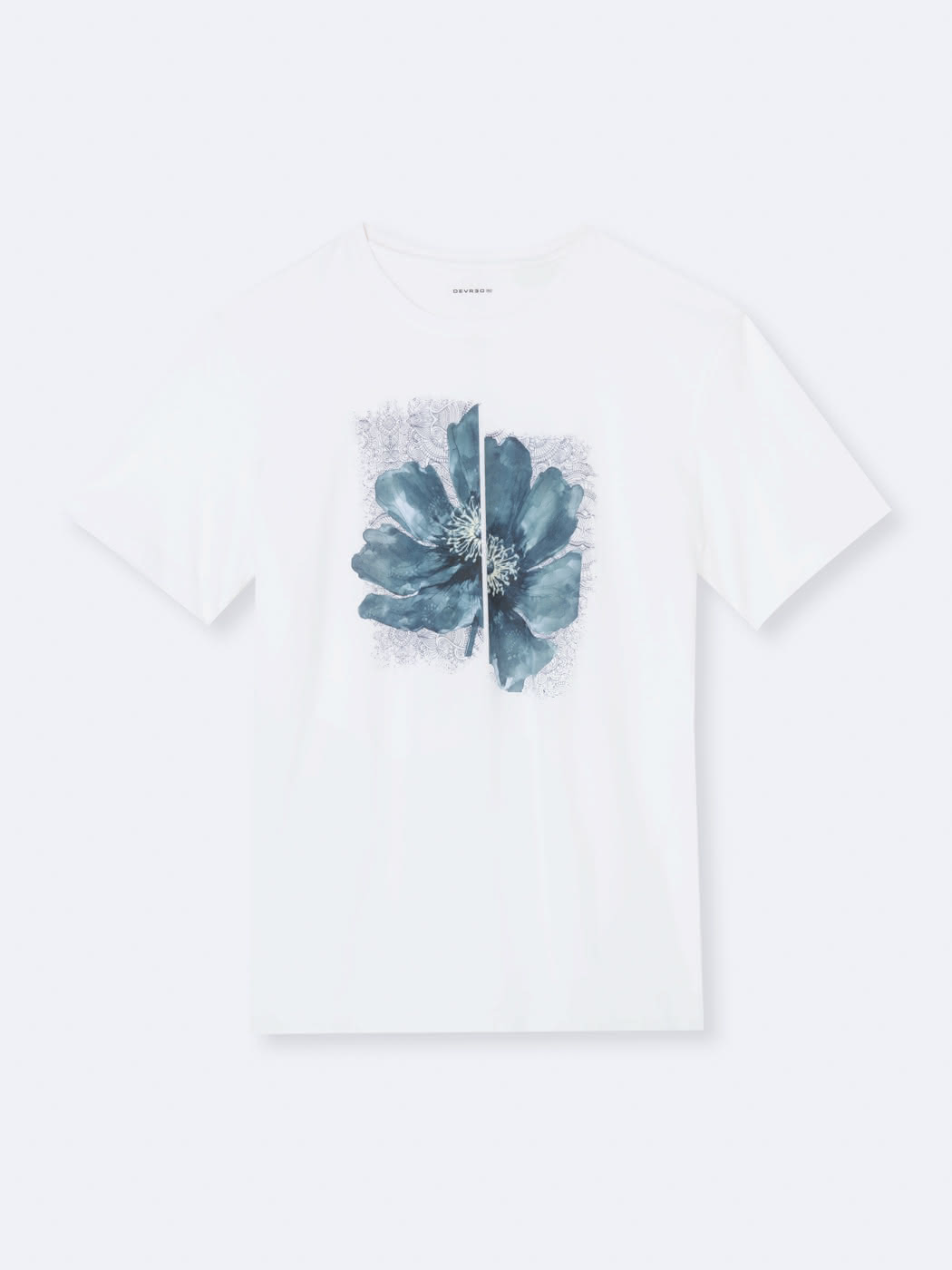 T-shirt col rond en coton fleuri - DEVRED 1902