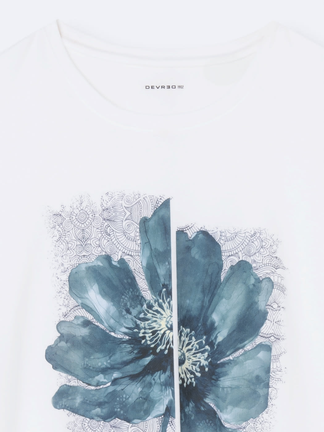 T-shirt col rond en coton fleuri - DEVRED 1902