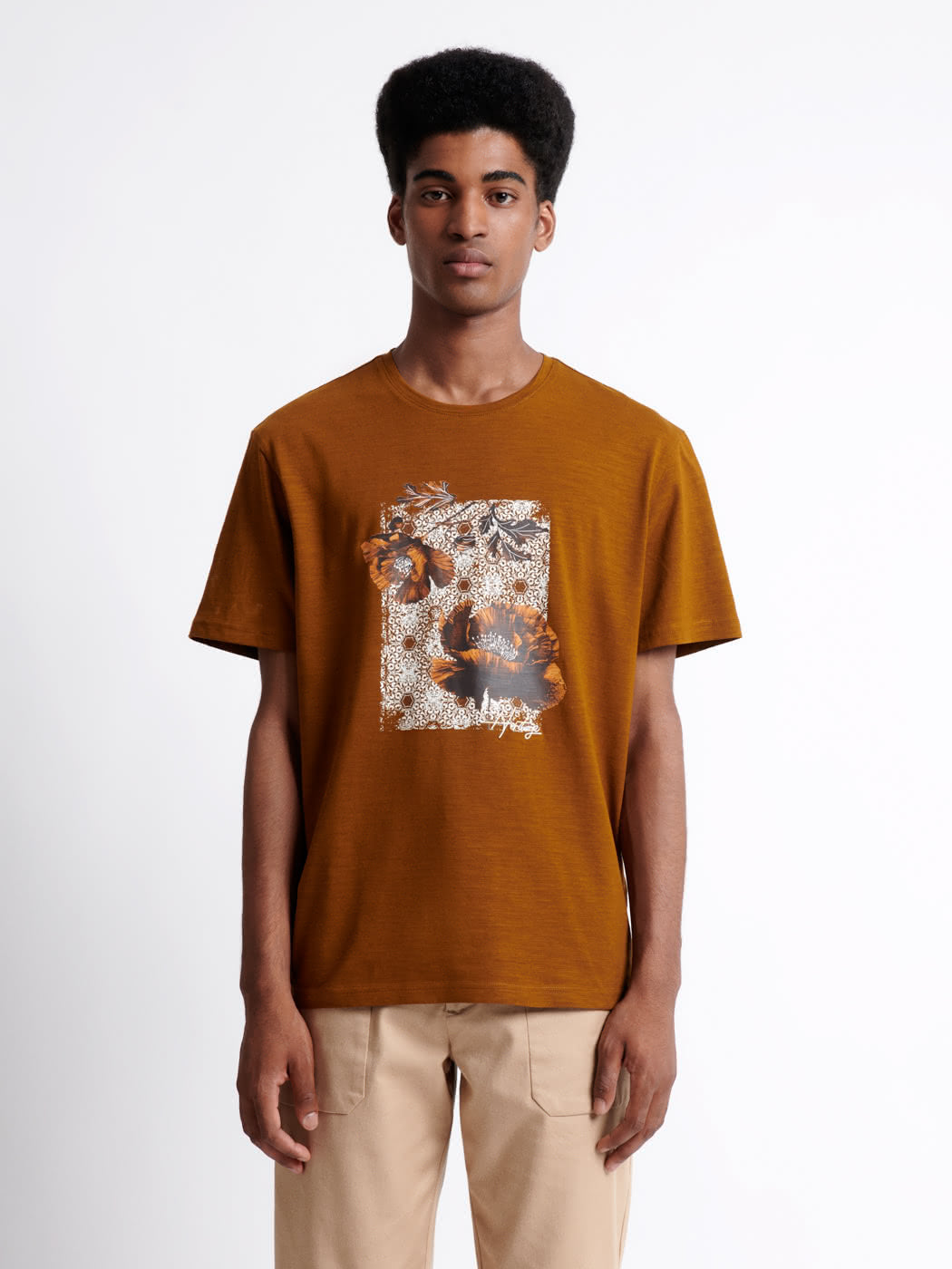 T-shirt col rond en coton bio fleuri - DEVRED 1902