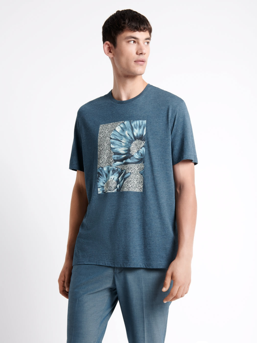 T-shirt col rond en coton fleuri - DEVRED 1902