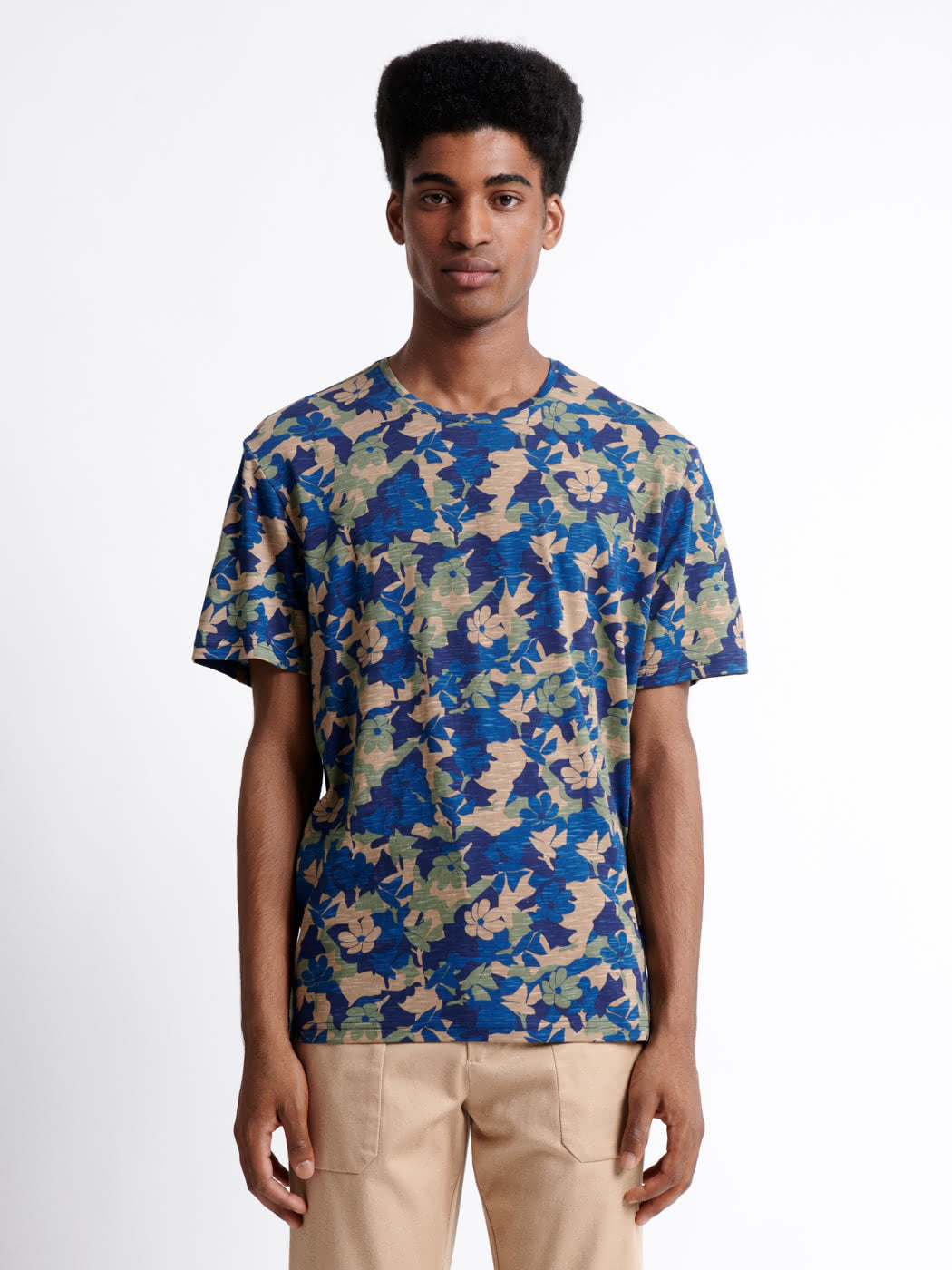 T-shirt col rond en coton texturé fleuri - DEVRED 1902