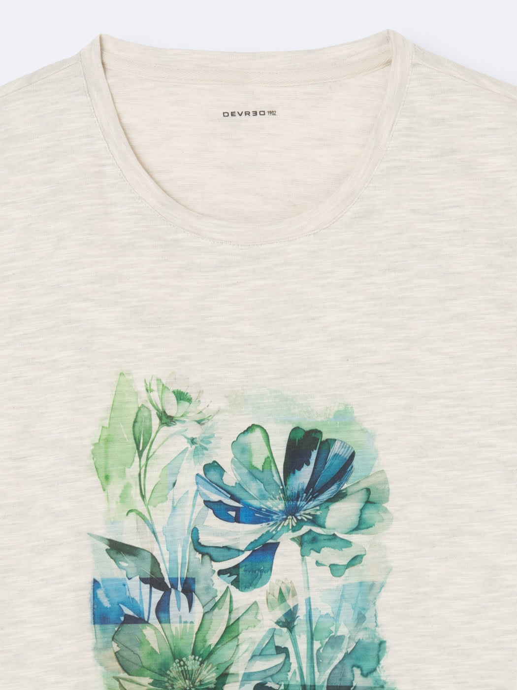 T-shirt col rond en coton fleuri - DEVRED 1902