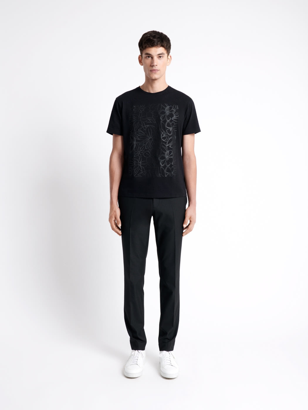 T-shirt col rond en coton fleuri - DEVRED 1902