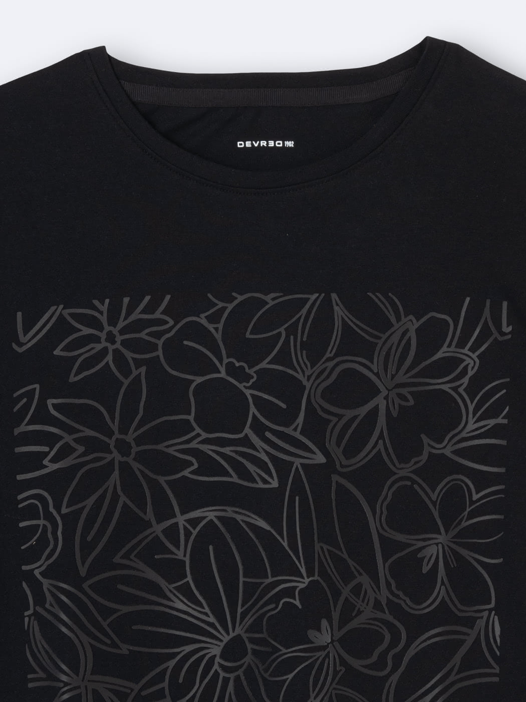 T-shirt col rond en coton fleuri - DEVRED 1902