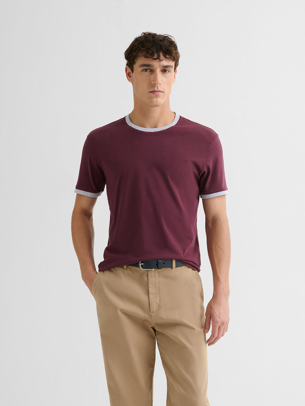 T-shirtcol rond contrasté en coton - DEVRED 1902