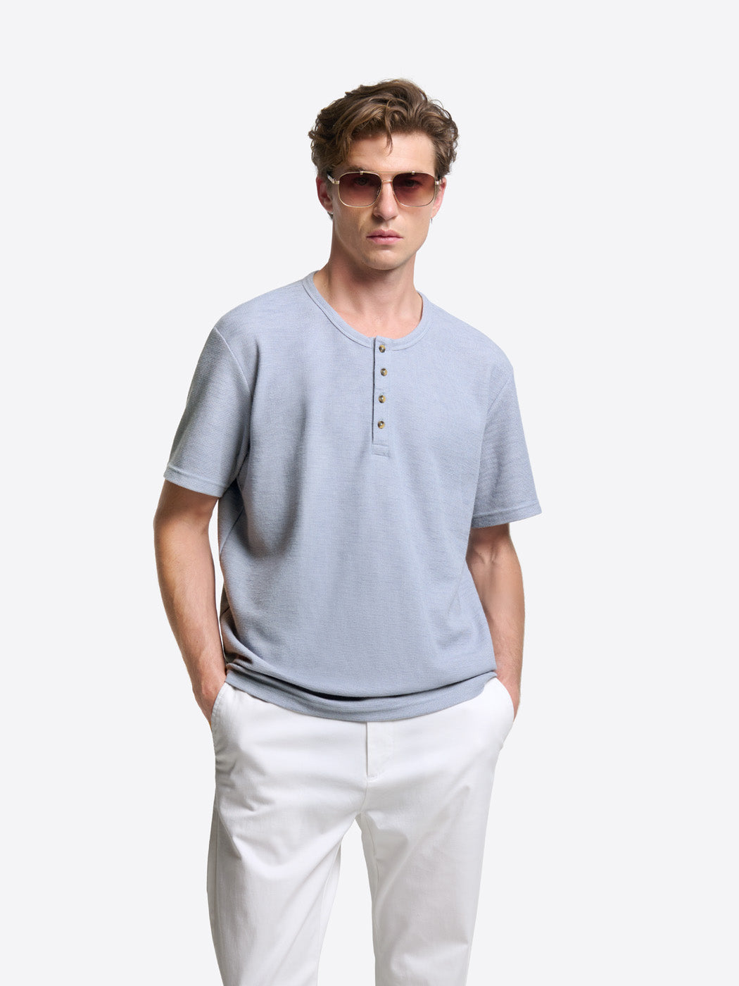 T-shirt col tunisien effet slub - DEVRED 1902