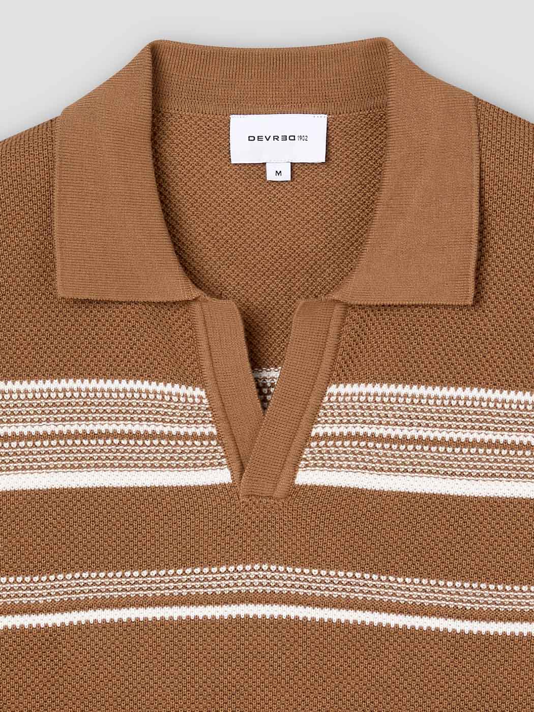 Polo maille col ouvert à rayures - DEVRED 1902