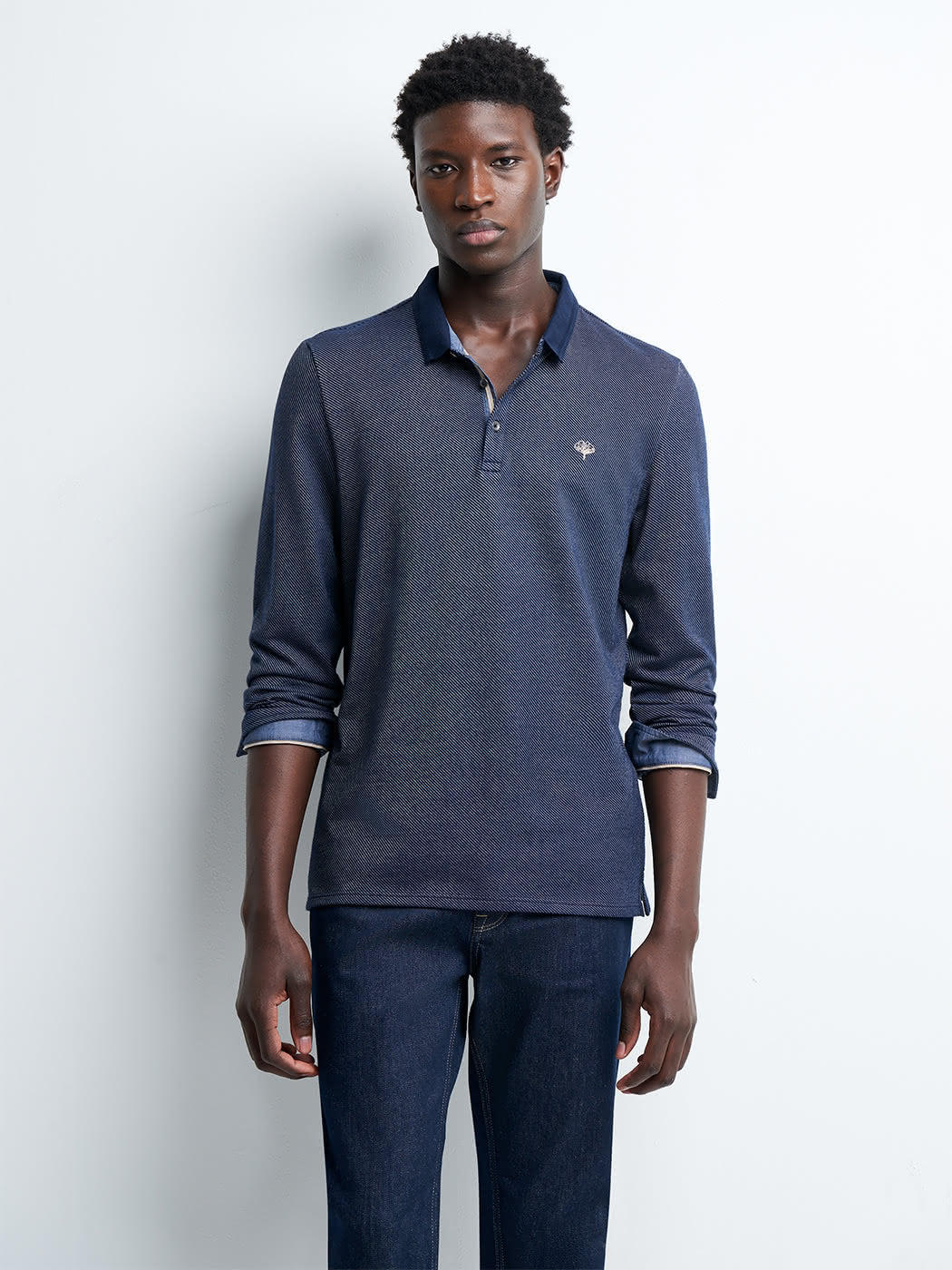 Polo manches longues en coton jacquard - DEVRED 1902