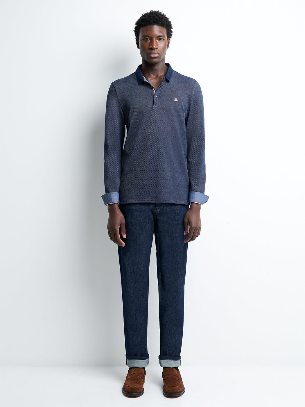 Polo manches longues en coton jacquard - DEVRED 1902