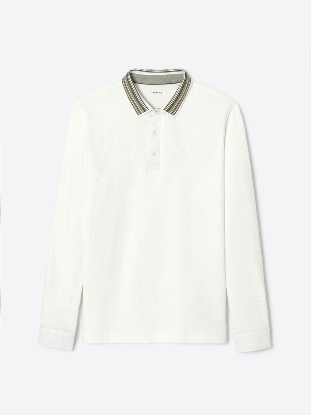 Polo manches longues en coton col rayé - DEVRED 1902