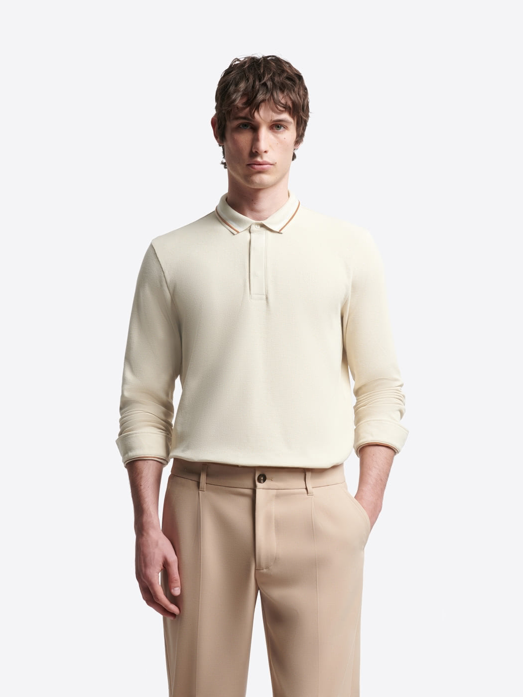 Polo manches longues en coton gaufré - DEVRED 1902