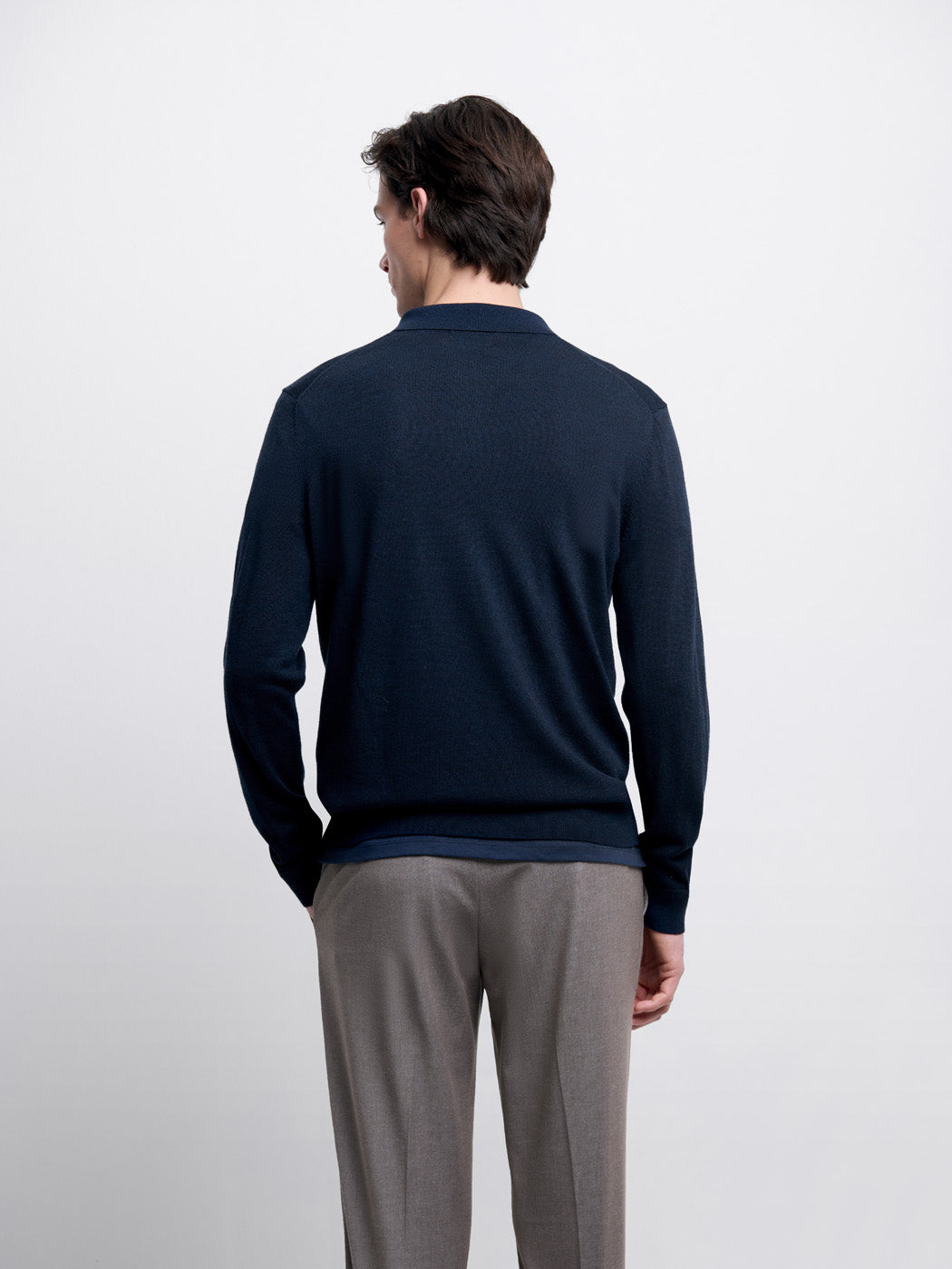 Pull col polo boutonné en laine Mérinos - DEVRED 1902