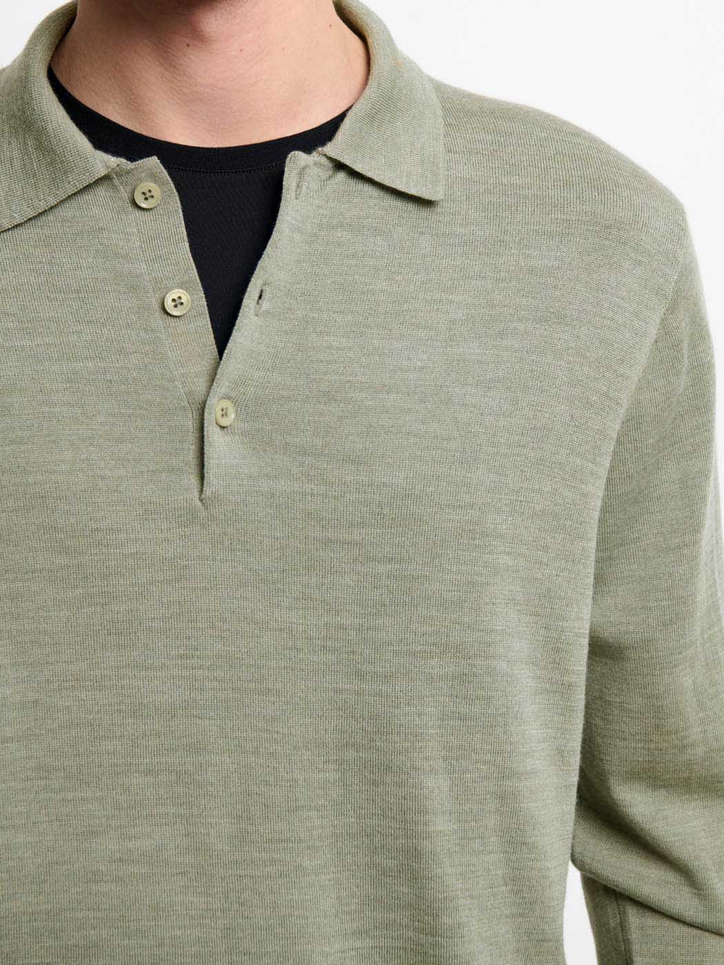 Pull col polo boutonné en laine Mérinos - DEVRED 1902