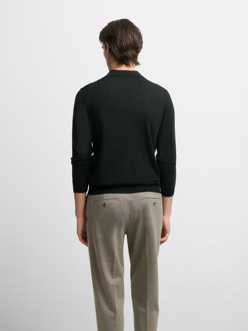 Pull col polo boutonné en laine Mérinos - DEVRED 1902