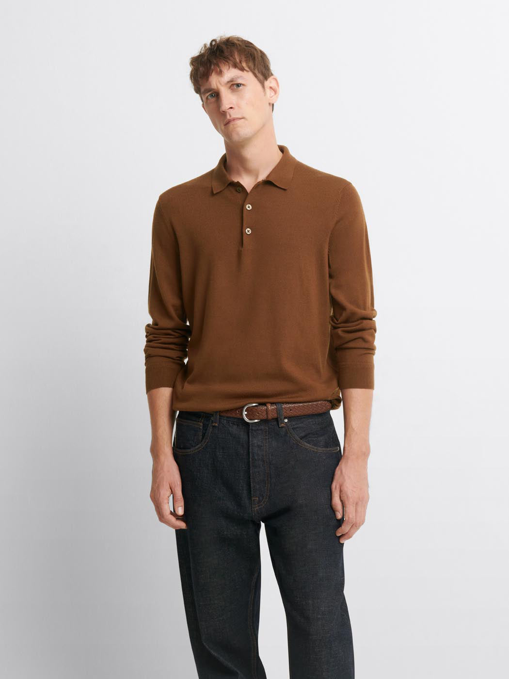Pull col polo boutonné en laine Mérinos - DEVRED 1902