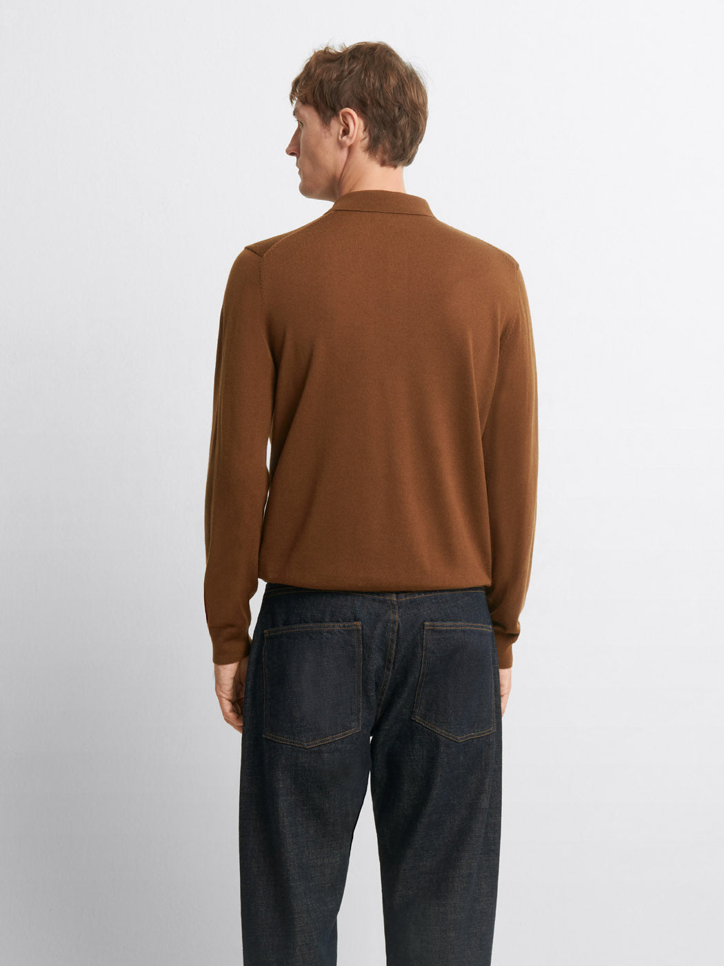Pull col polo boutonné en laine Mérinos - DEVRED 1902