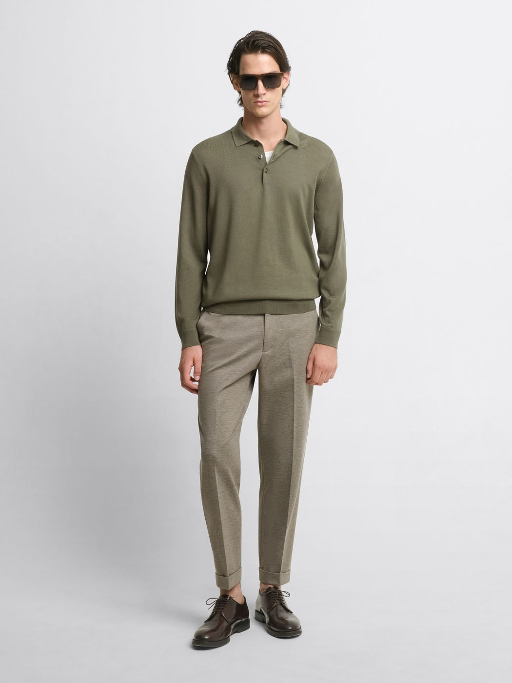 Pull col polo boutonné en laine Mérinos - DEVRED 1902