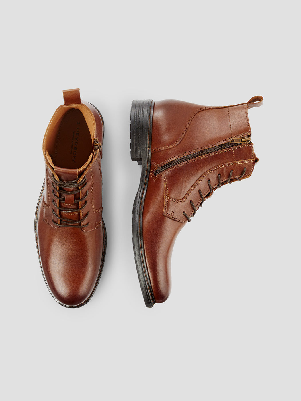 Bottines en cuir à lacets et zip - DEVRED 1902