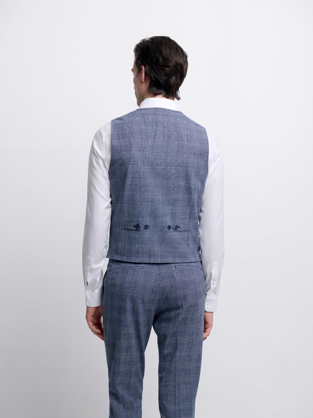 Costume 3 pièces slim bleu nuit à carreaux