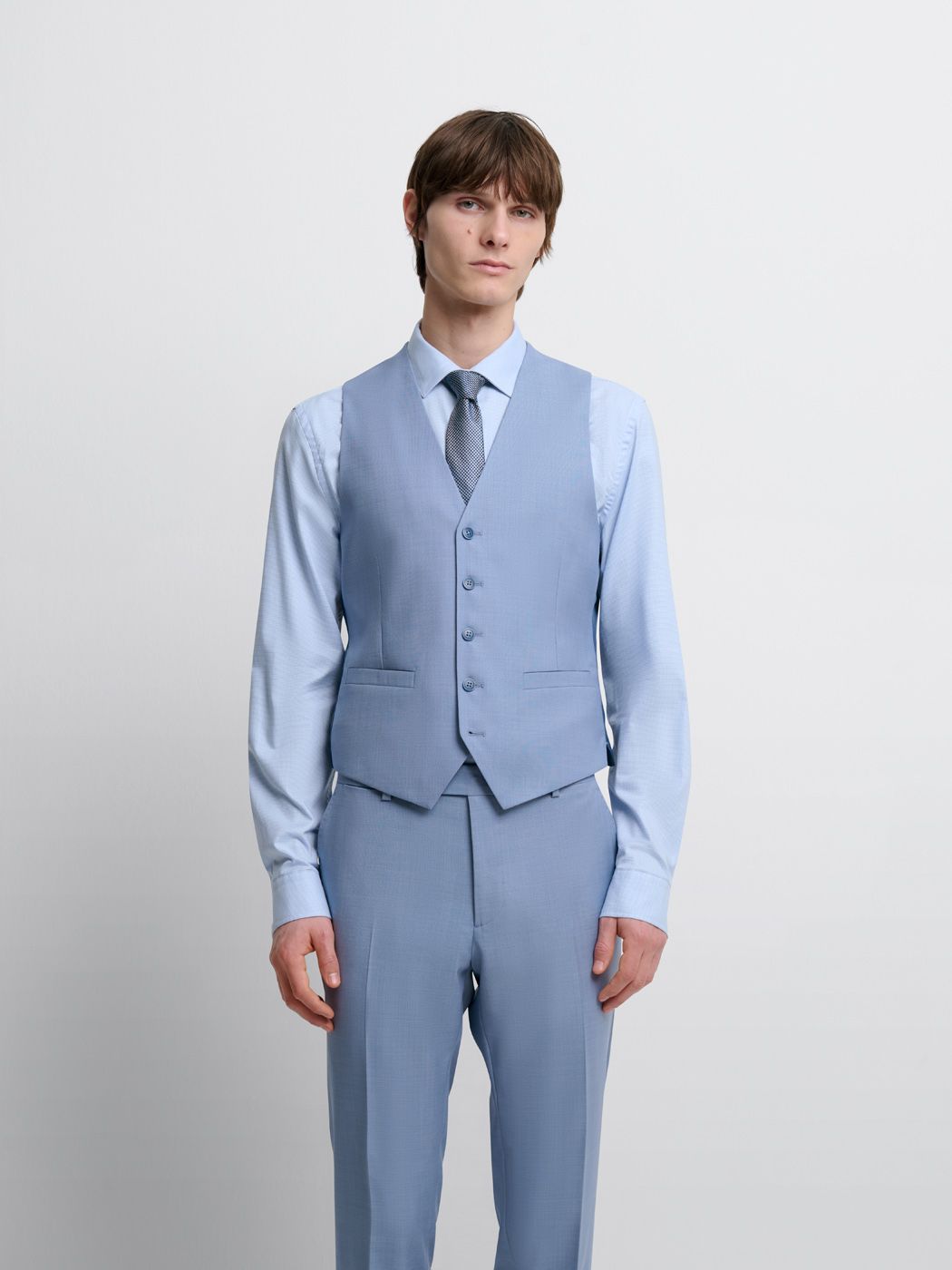 Costume 3 pièces slim en laine bleu clair