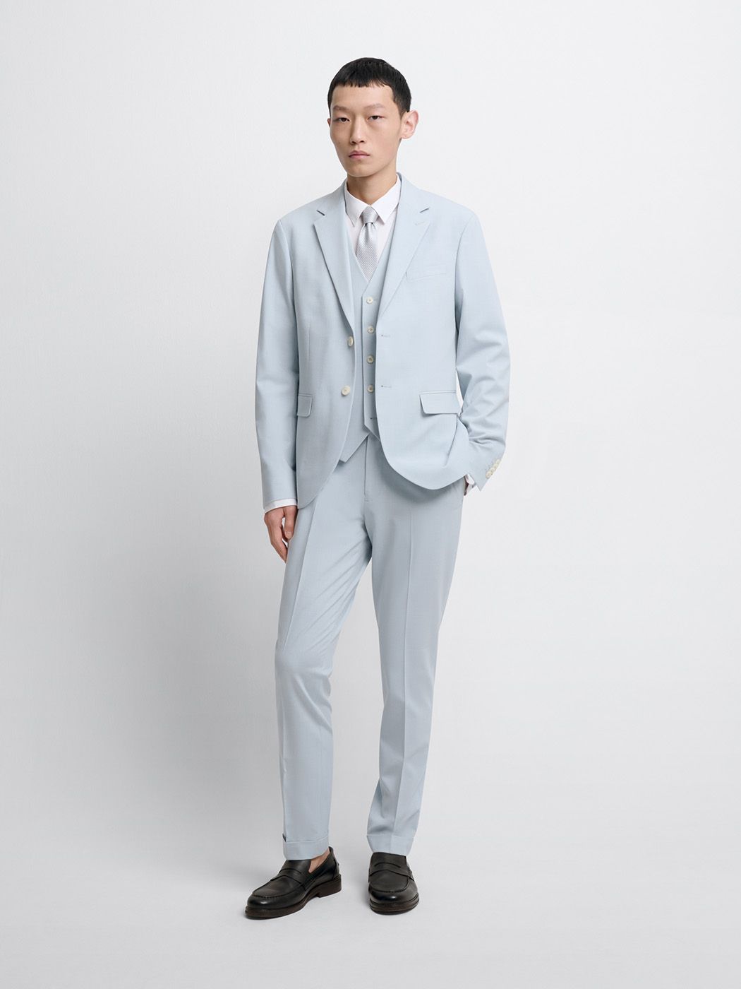 Costume 3 pièces slim bleu clair