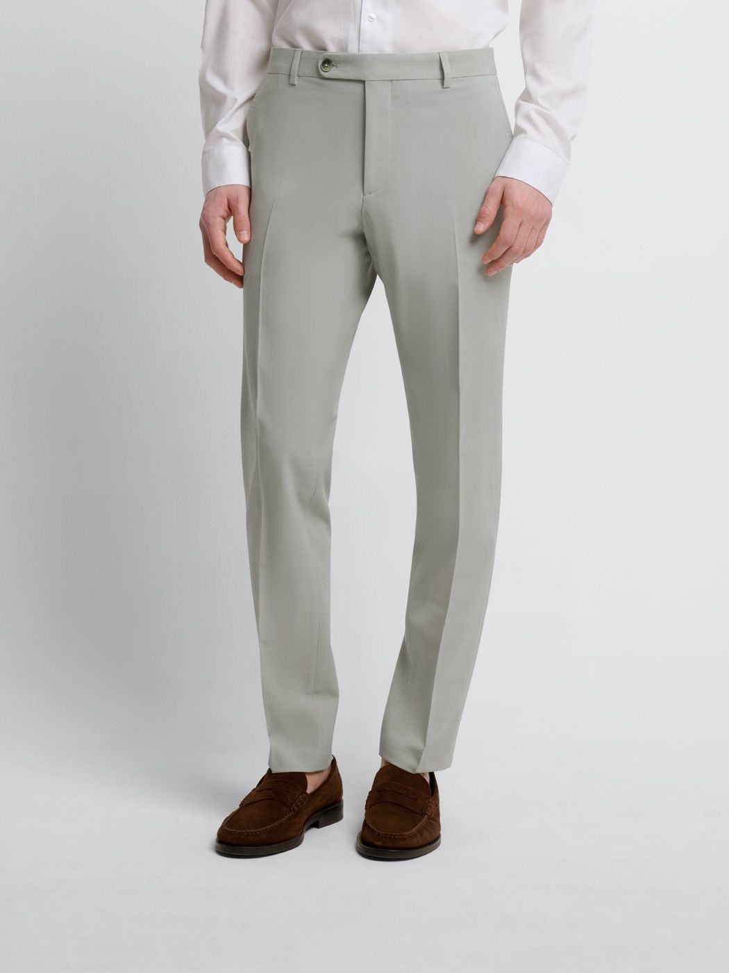 Costume 3 pièces slim en laine mélangée vert amande
