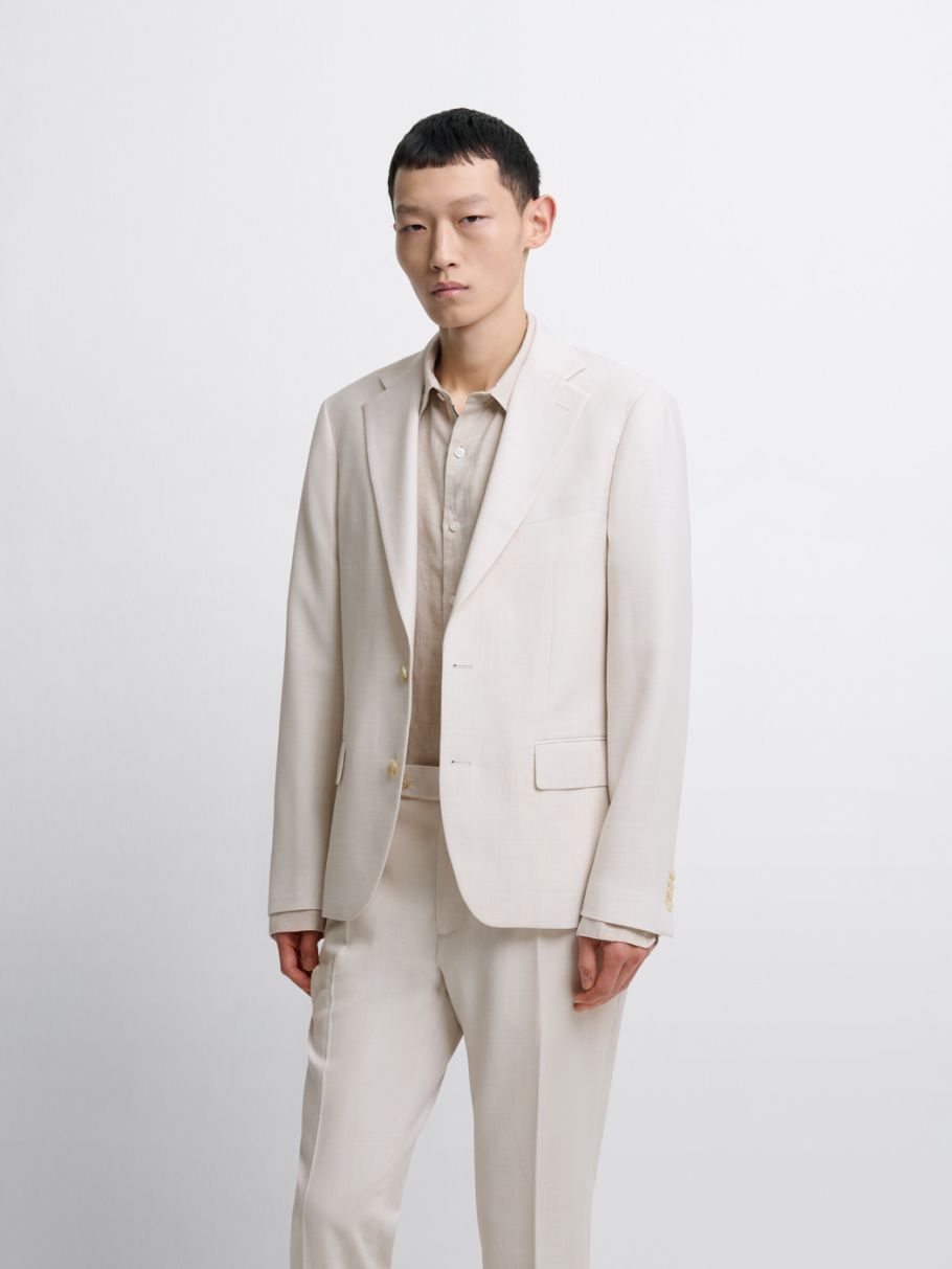 Costume 3 pièces slim blanc en laine mélangée