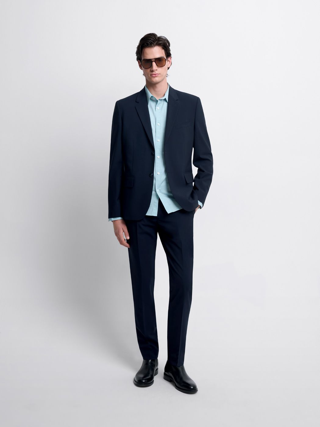 Costume 3 pièces extraslim en laine bleu