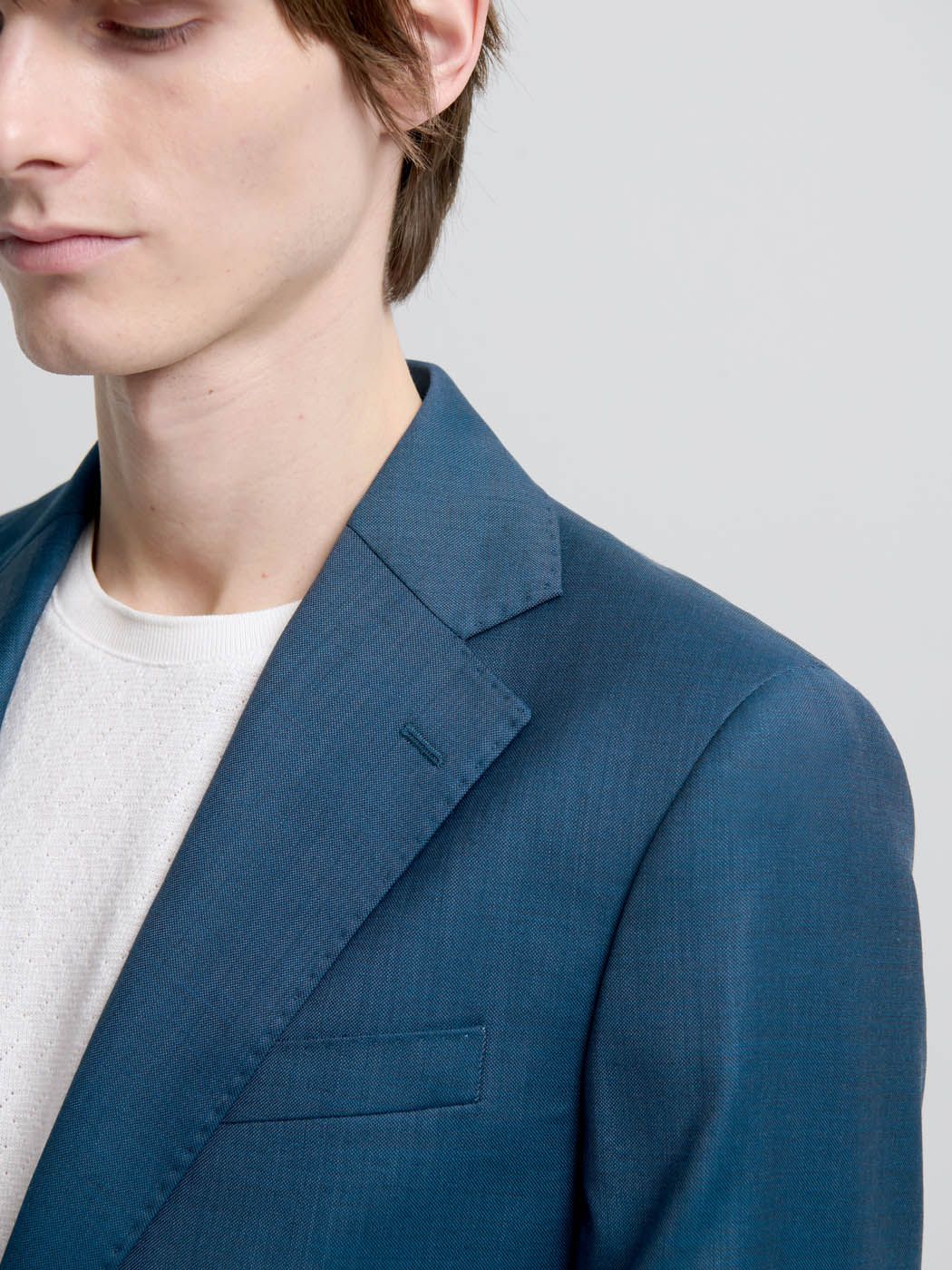 Costume 2 pièces slim en laine bleu canard