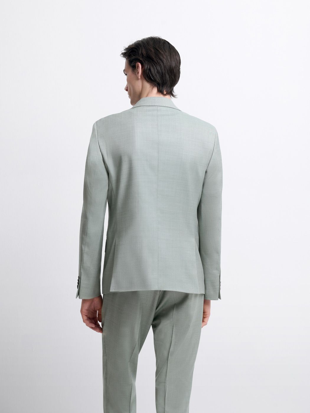 Costume 3 pièces slim en laine vert amande