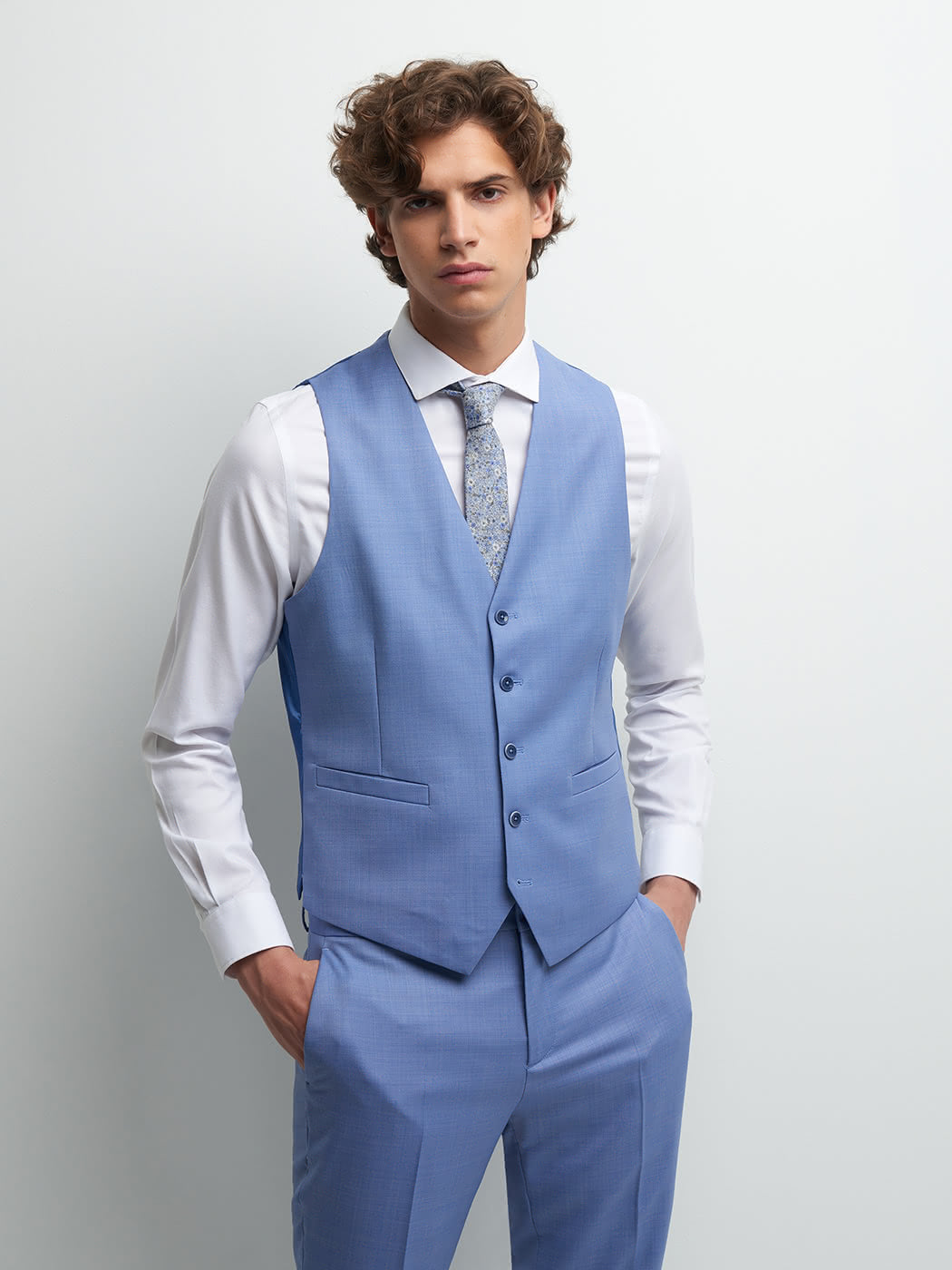 Gilet coordonnable en laine faux uni - DEVRED 1902