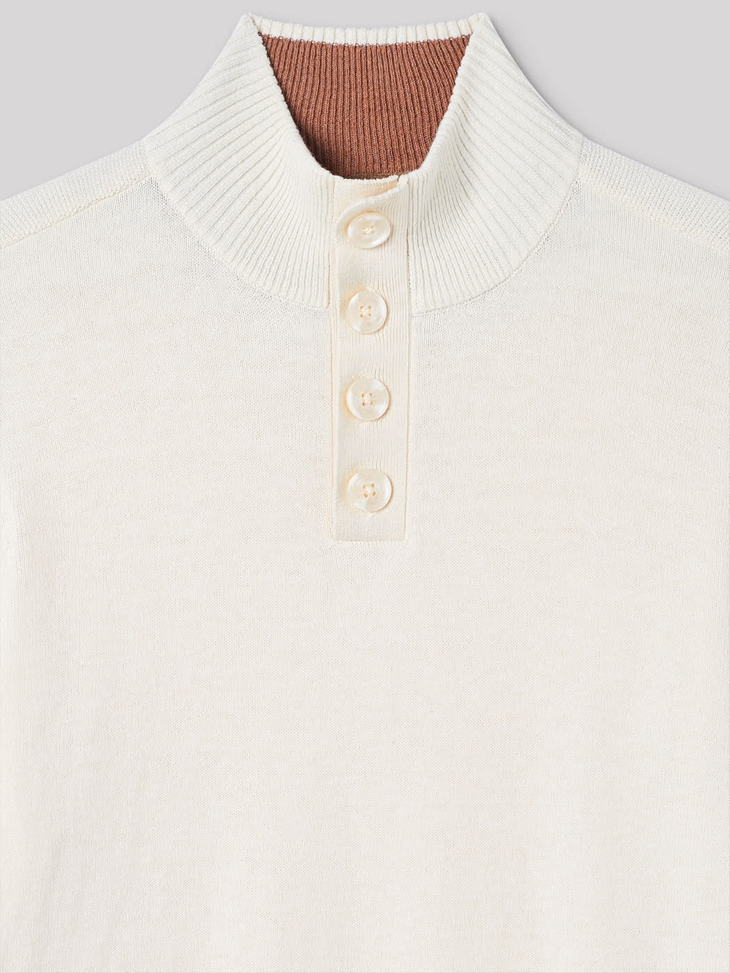 Pull col boutonné uni en coton cachemire - DEVRED 1902