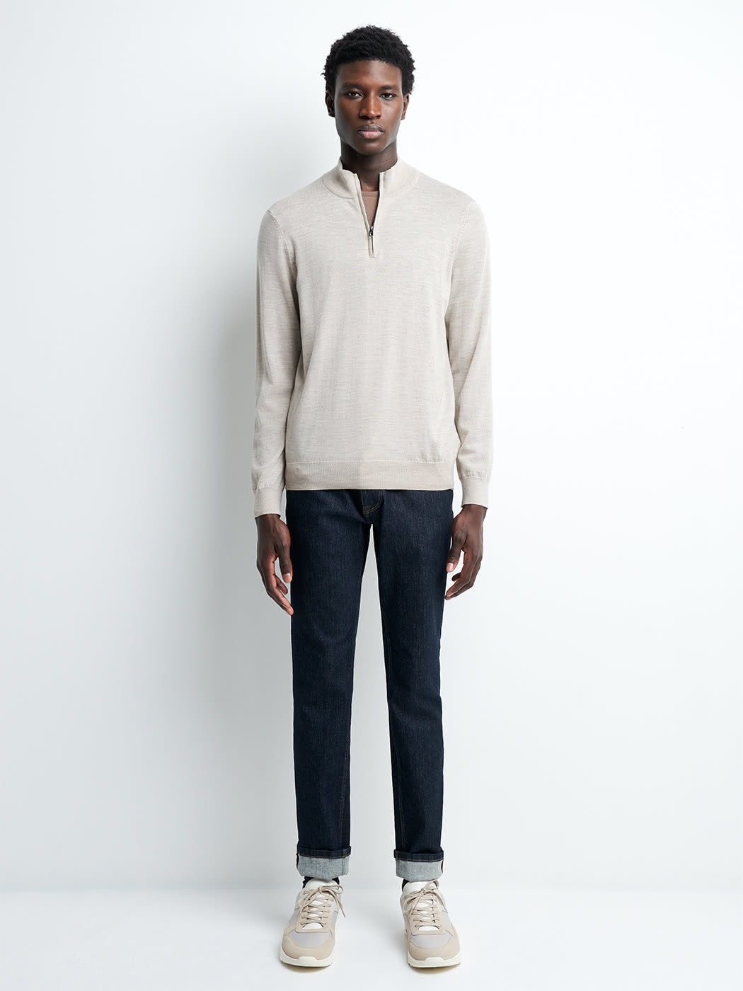 Pull col montant zippé en laine mérinos - DEVRED 1902
