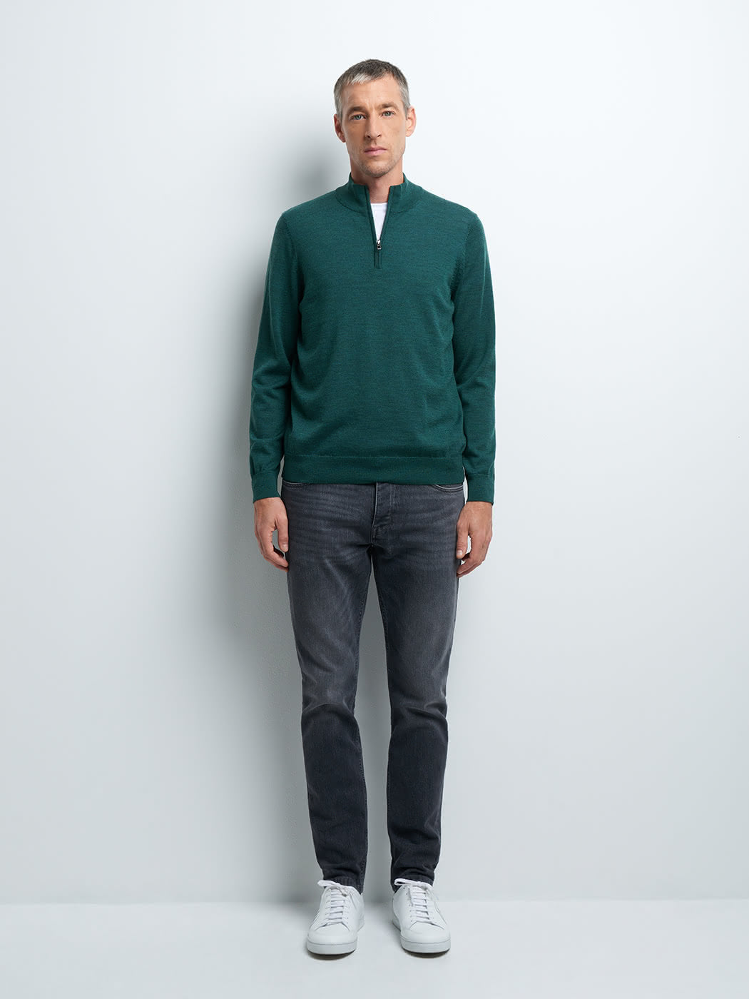 Pull col montant zippé en laine mérinos - DEVRED 1902
