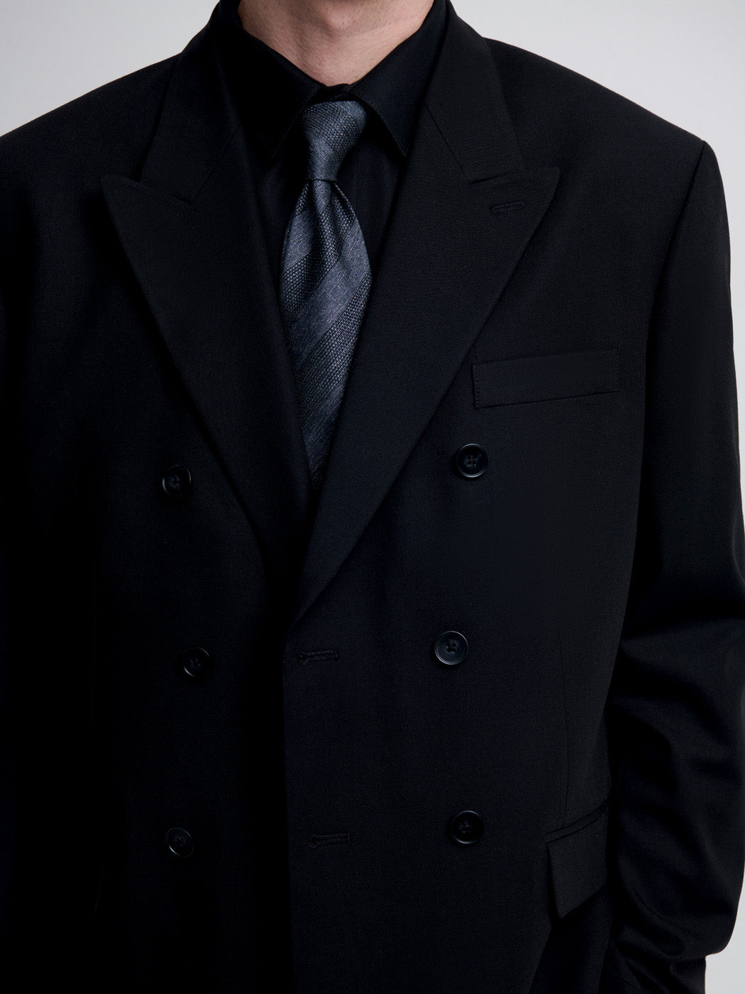 Costume croisé 2 pièces slim noir en laine