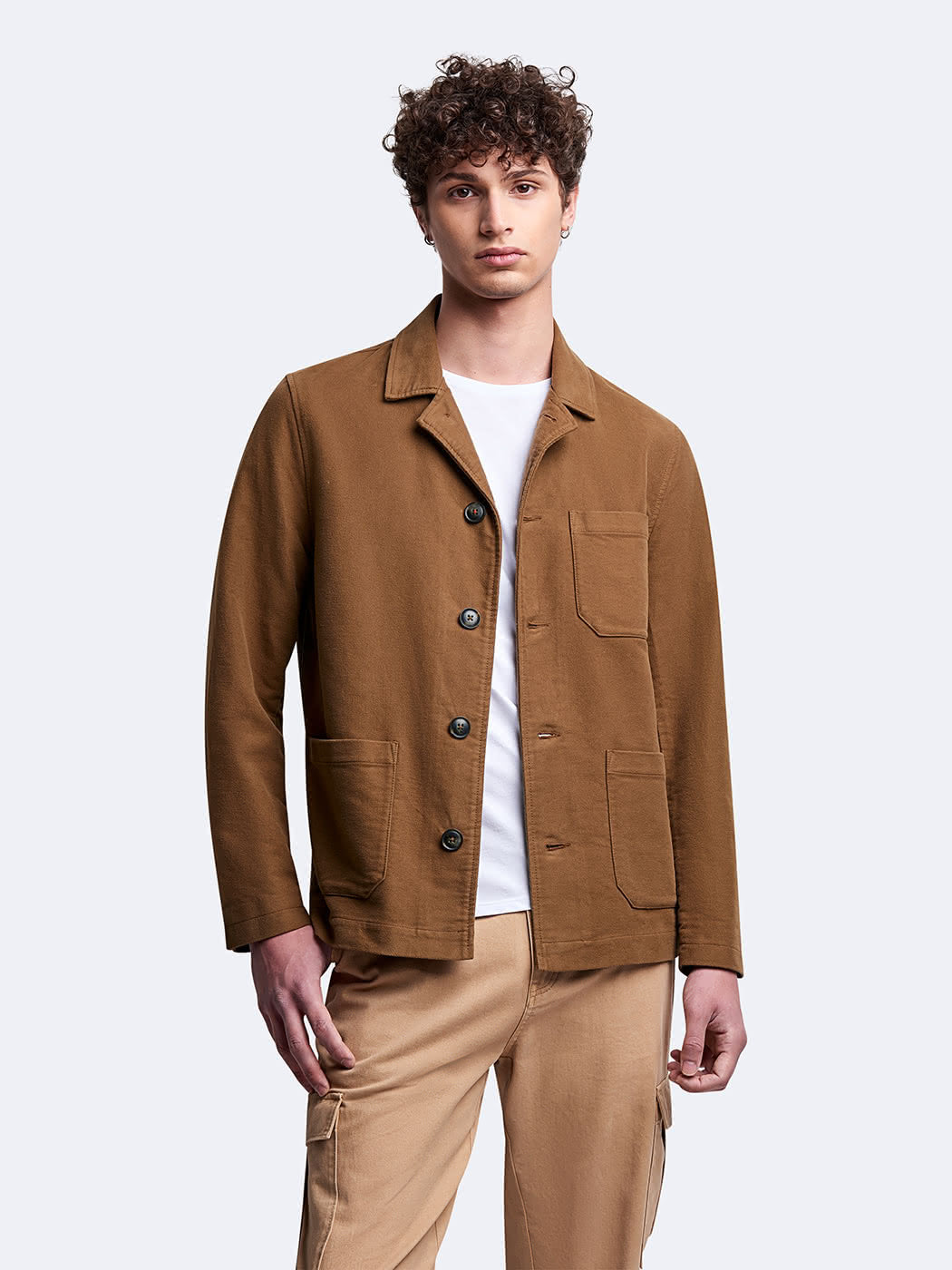 Veste casual droite en coton col chemise - DEVRED 1902