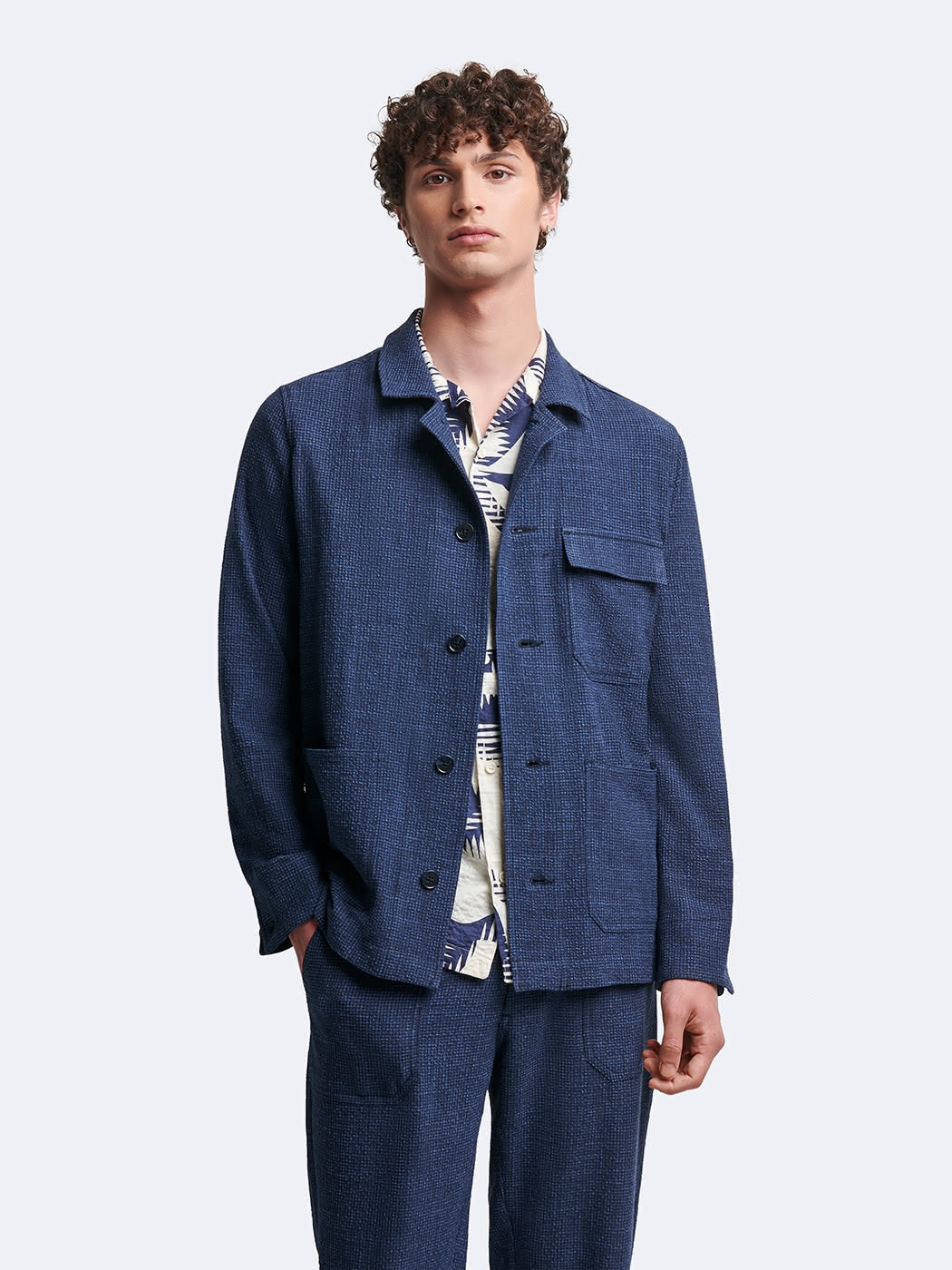 Veste casual en seersucker col chemise - DEVRED 1902