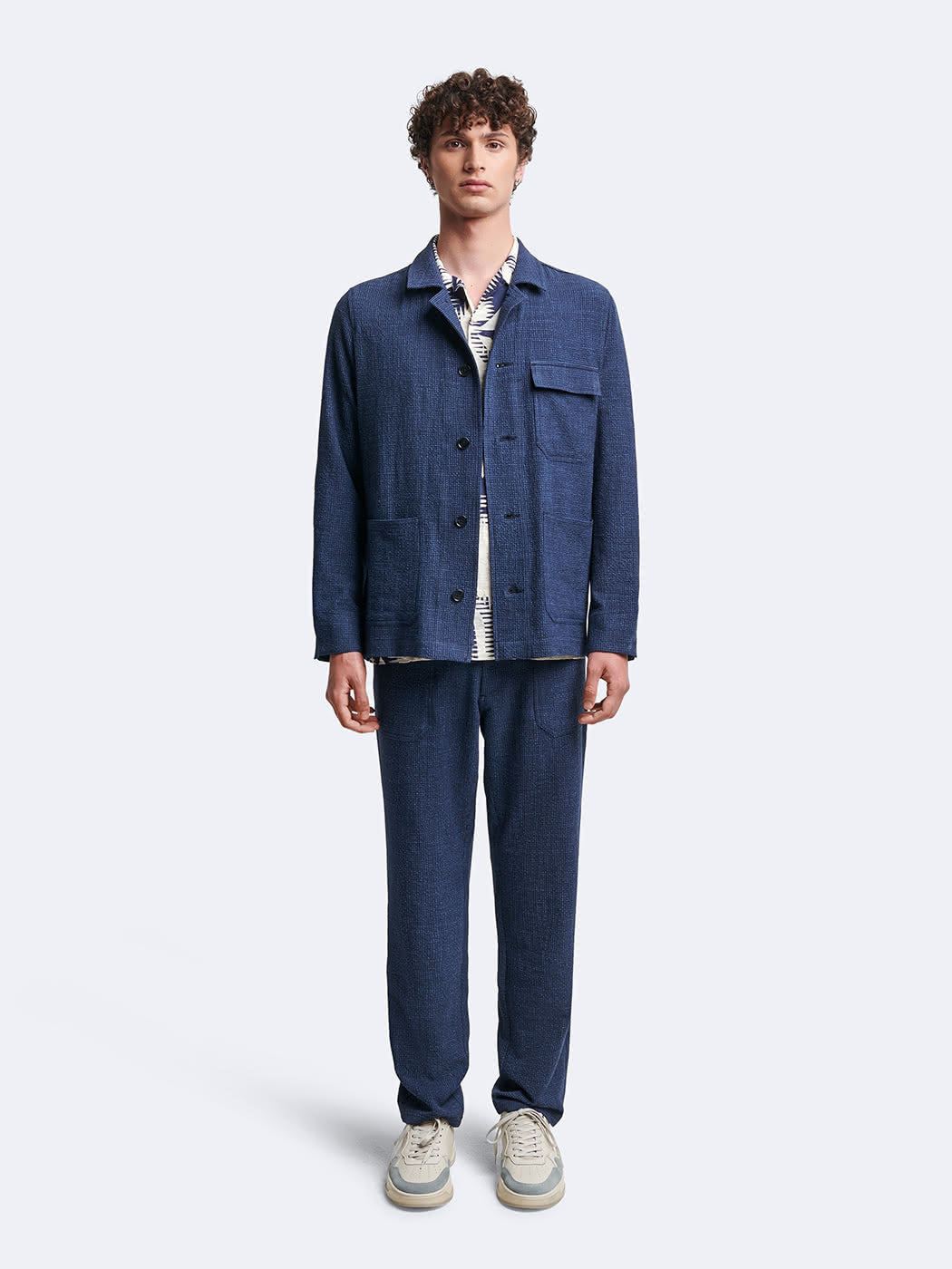 Veste casual en seersucker col chemise - DEVRED 1902
