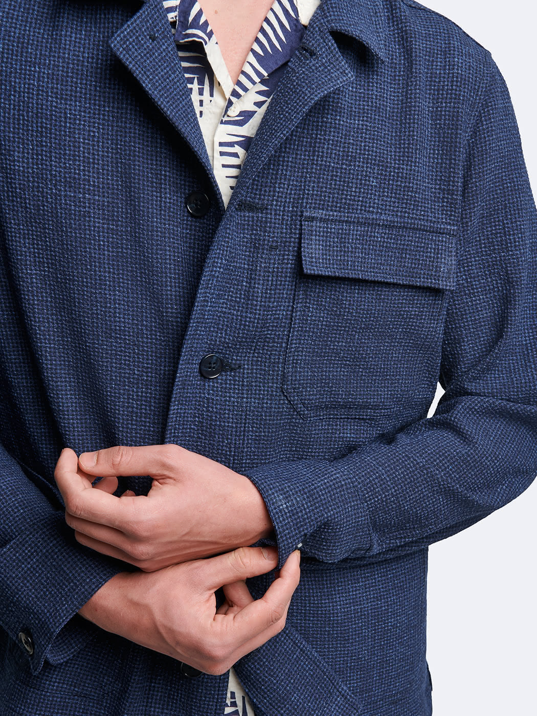 Veste casual en seersucker col chemise - DEVRED 1902