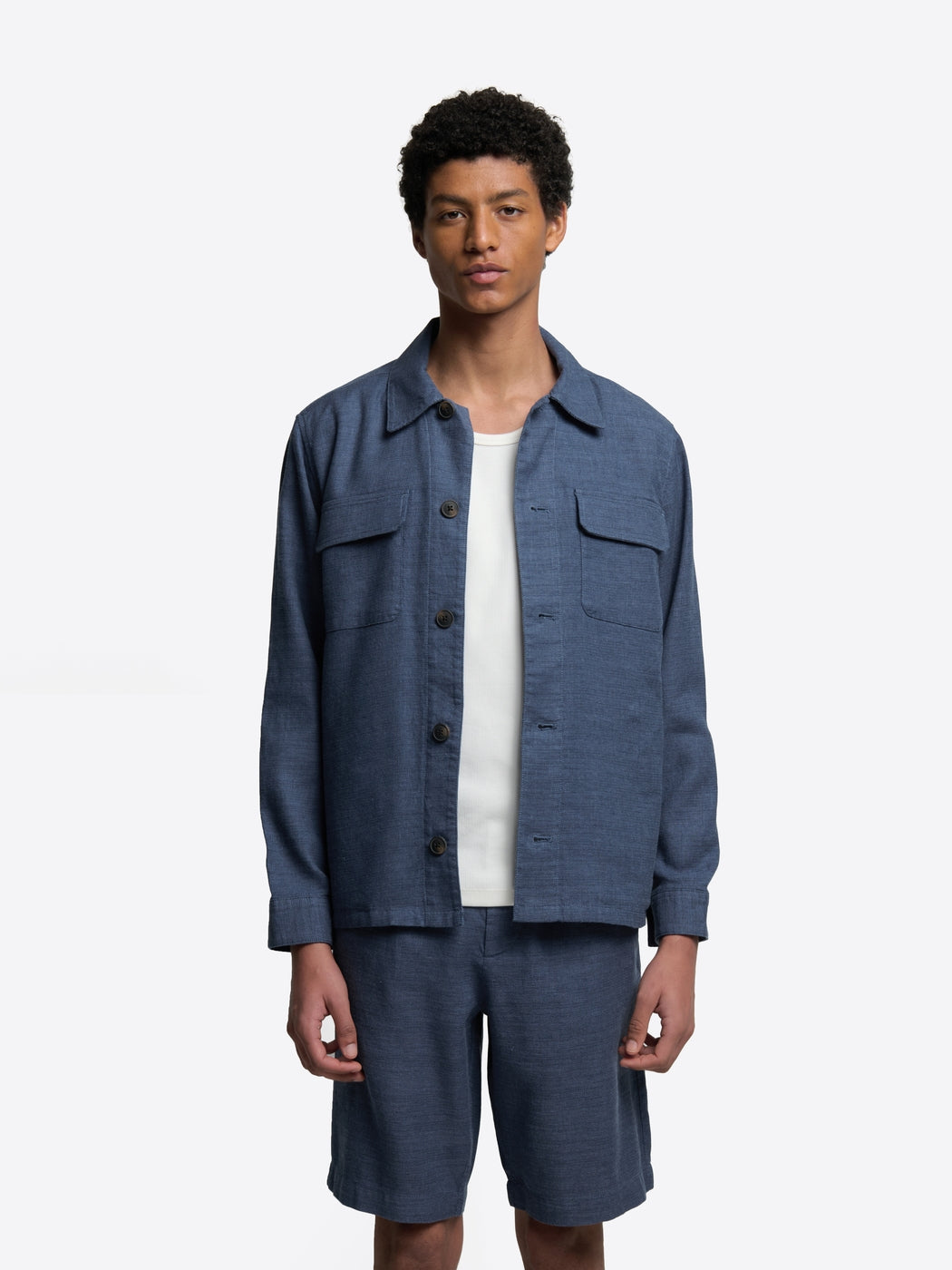 Veste regular en coton lin col chemise - DEVRED 1902