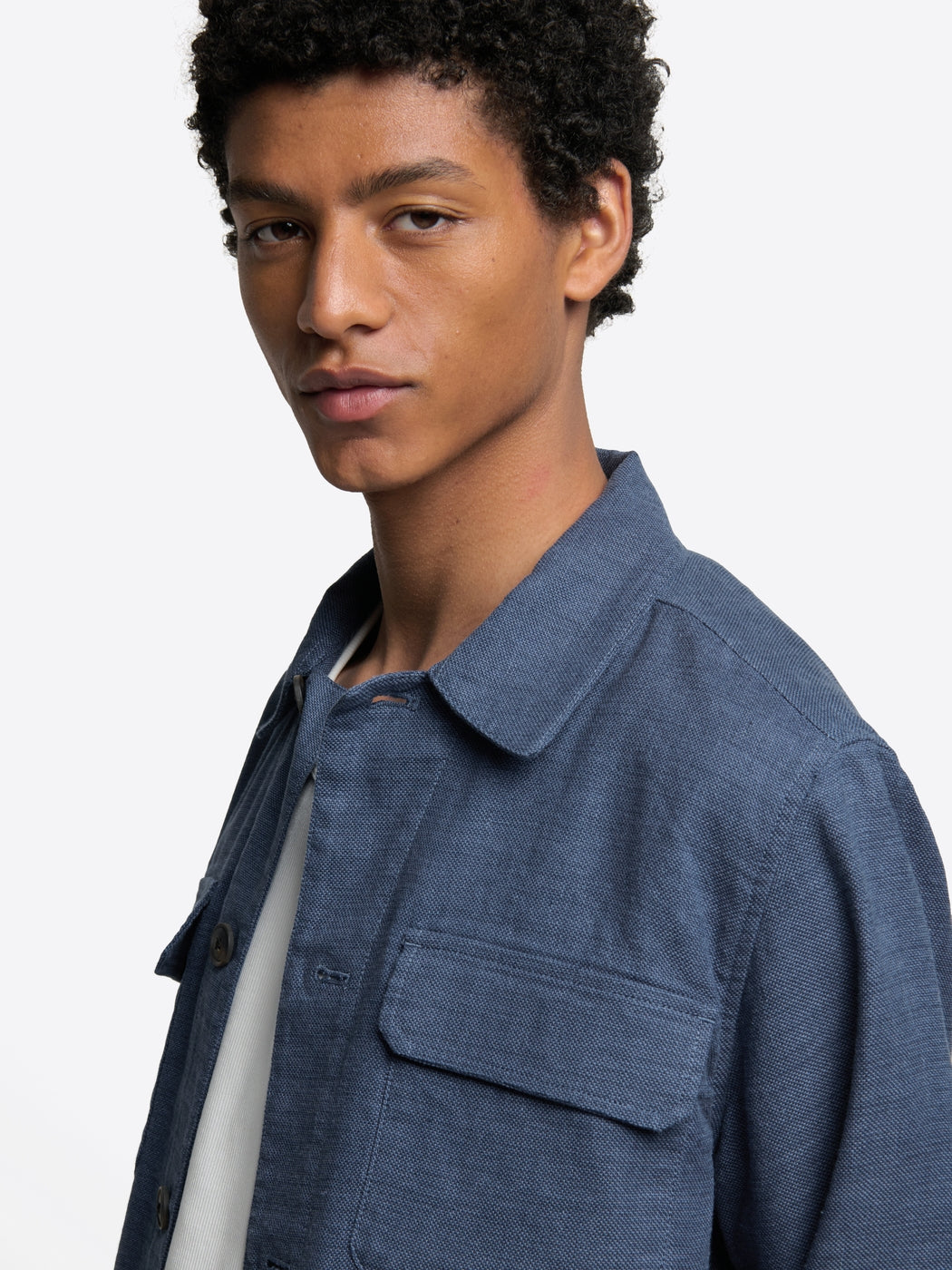 Veste regular en coton lin col chemise - DEVRED 1902