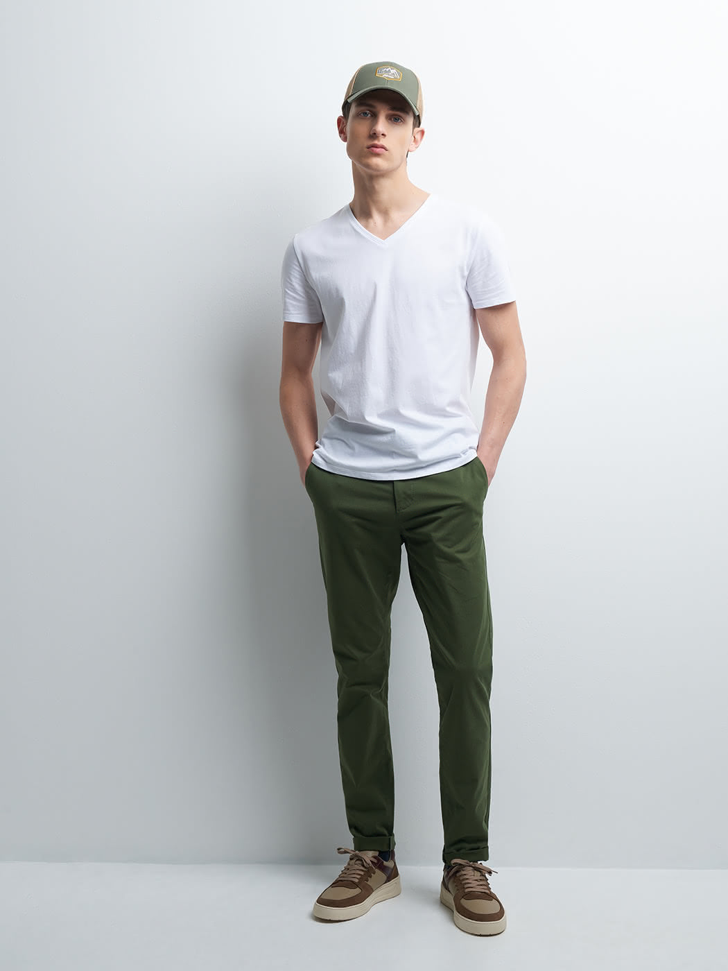 Chino slim en coton élasthane uni - DEVRED 1902
