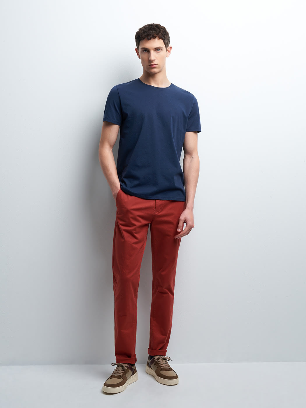 Chino slim en coton élasthane uni - DEVRED 1902