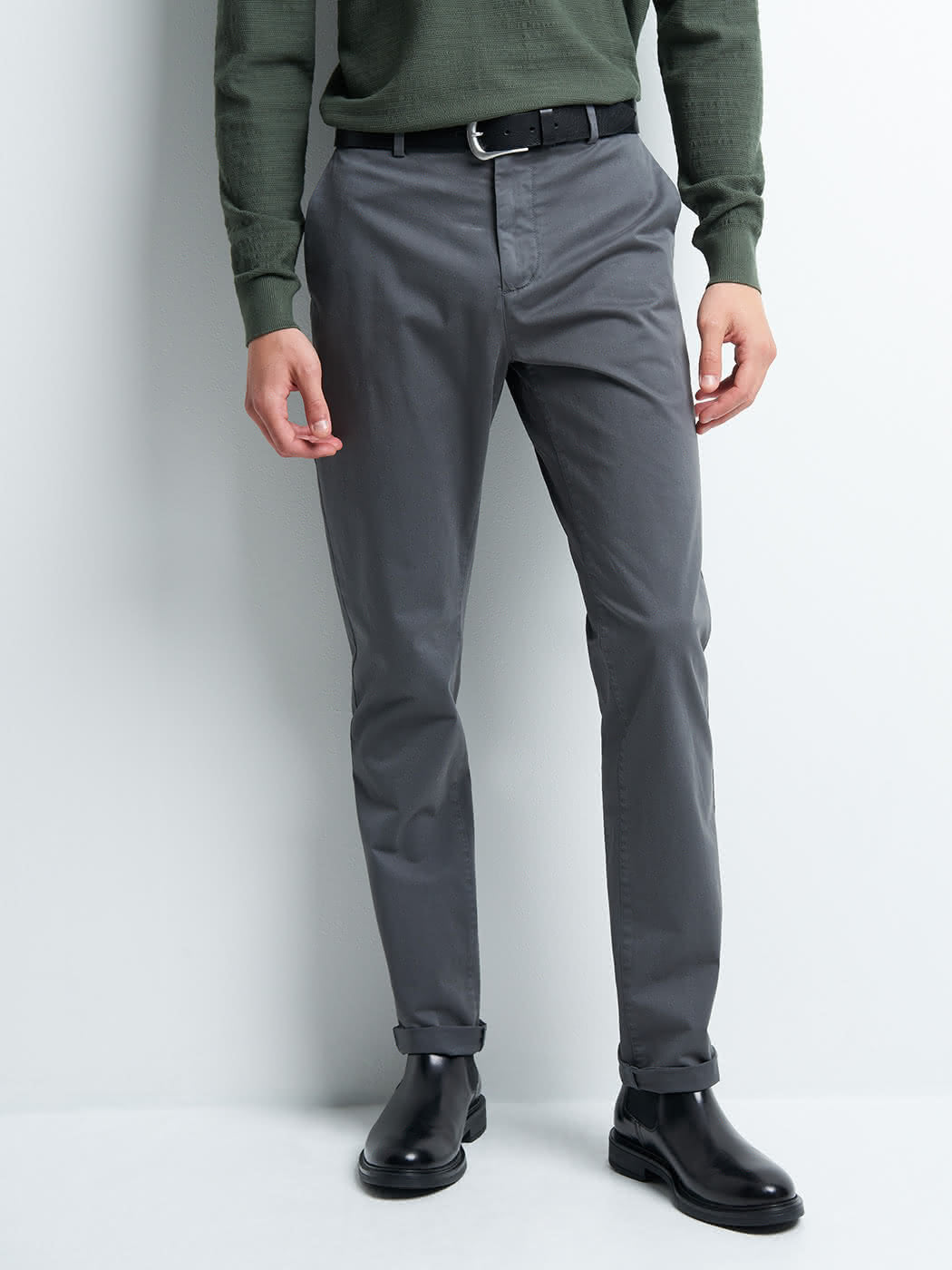 Chino slim en coton élasthane uni - DEVRED 1902