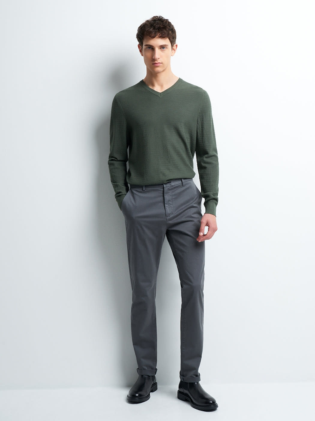 Chino slim en coton élasthane uni - DEVRED 1902