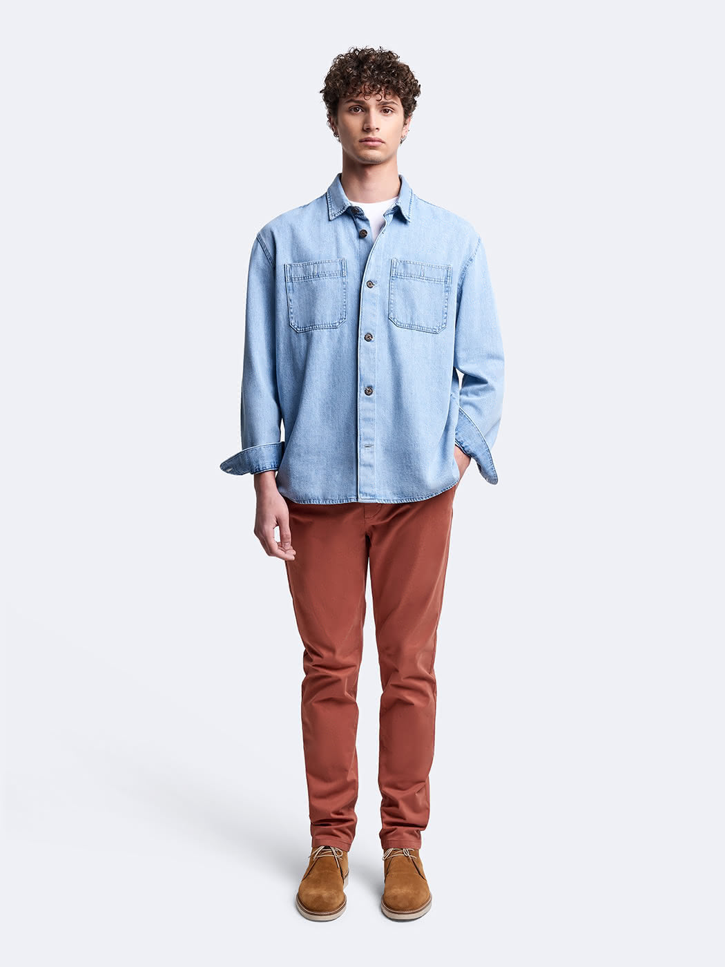 Chino slim en coton élasthane uni - DEVRED 1902